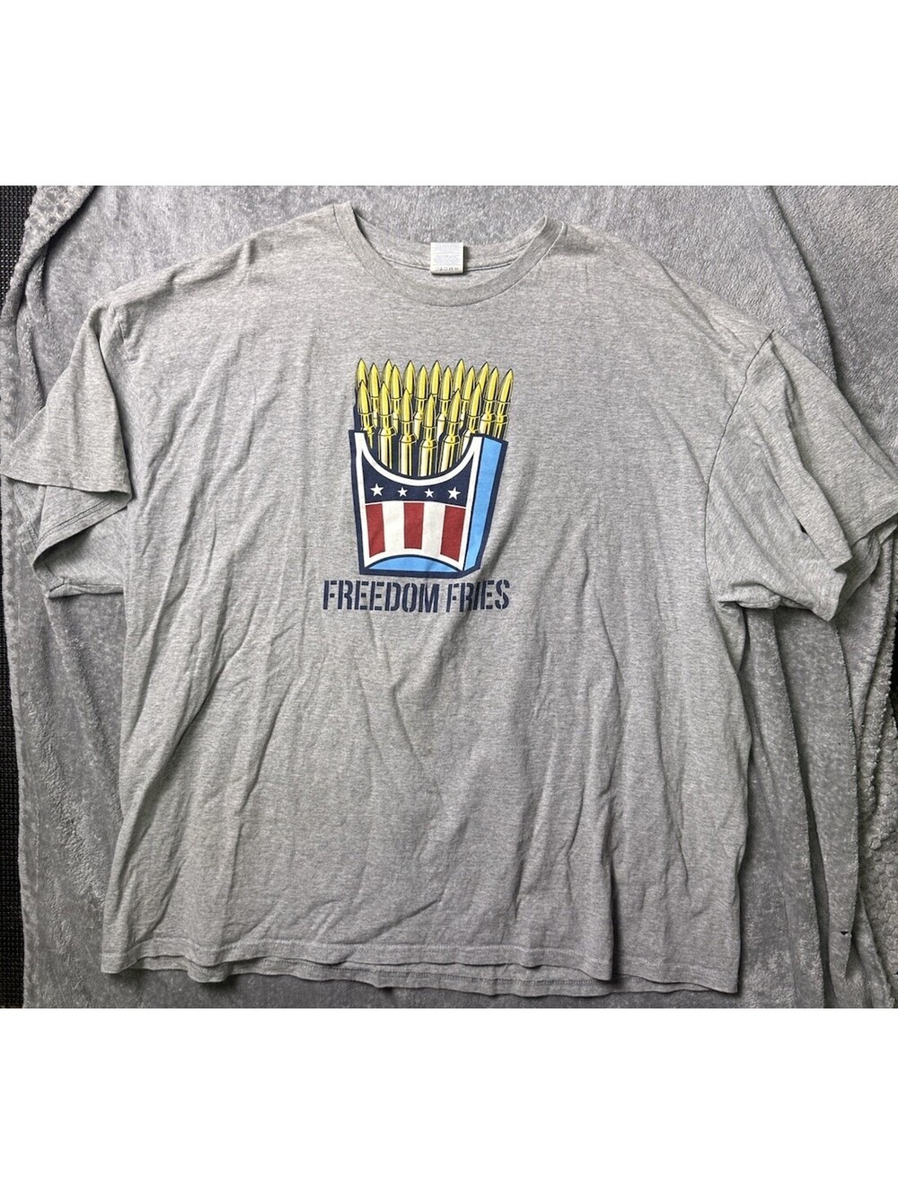 Freedom Fries Bullet Graphic T Shirt 3XL Patriotic USA Americana Novelty Y2K